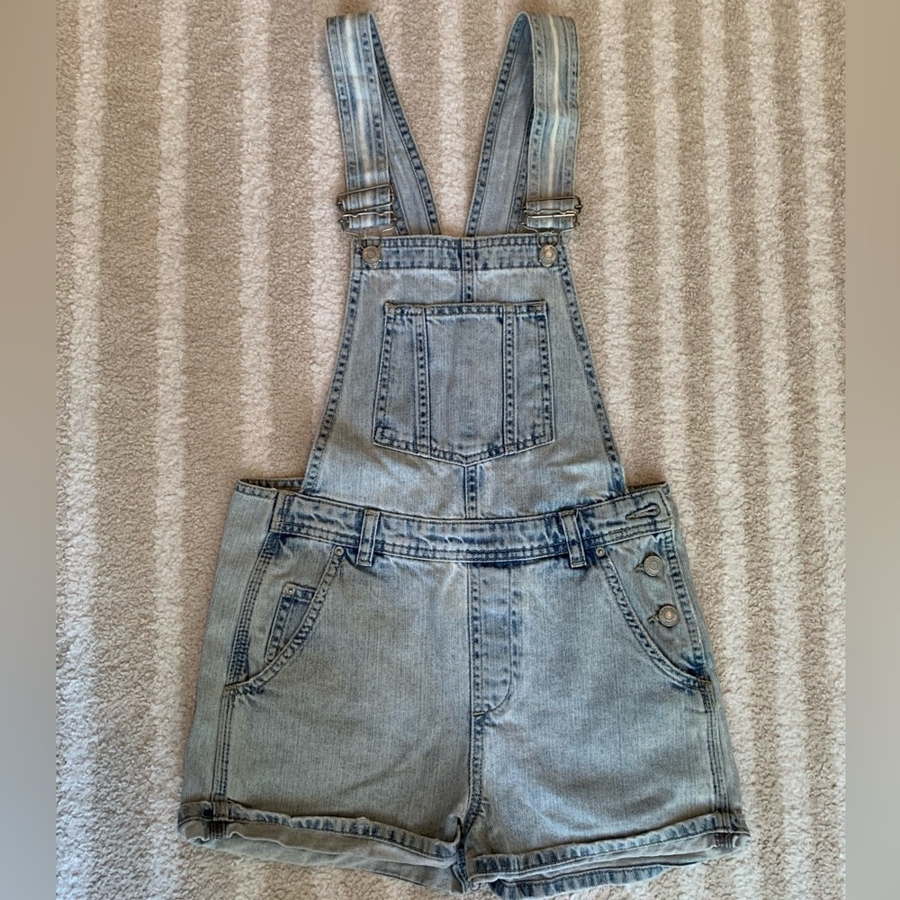 Top Shop moto Denim Shorts Overalls 2